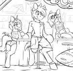  alcohol anthro bar beach beverage clothing cutie_mark earth_pony equine fan_character female greyscale group horn horse male mammal monochrome my_little_pony pony ralekarts seaside smile underwear unicorn 