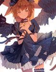  antenna_hair blush brown_hair cardcaptor_sakura dal_(edalnem) dress fuuin_no_tsue green_eyes kinomoto_sakura looking_at_viewer magical_girl short_hair solo wand wings 