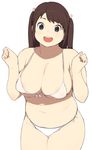  accio bare_shoulders bikini breasts brown_eyes brown_hair highres large_breasts long_hair looking_back navel original plump revision simple_background solo sweat swimsuit tanuma_miyuki thick_thighs thighs two_side_up w_arms white_background white_bikini 