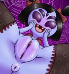  anus arachnid arthropod blush capital-h female happy muffet multi_eye pussy smile solo spider spread_legs spreading undertale video_games 