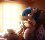  bat_pony bed cutie_mark duo equine fan_character feathered_wings feathers female feral fur hair hug inside mammal my_little_pony pegasus ralekarts tears wings 