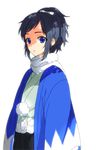  black_hair blue_eyes expressionless haori japanese_clothes male_focus mole mole_under_eye plico_(nicoma) ponytail scarf shinsengumi touken_ranbu yamato-no-kami_yasusada 