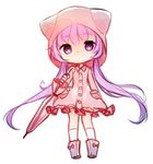  1girl animal_ears boots chibi frills hat long_hair purple_eyes purple_hair ribbon socks sophie_(tales) tales_of_(series) tales_of_graces tales_of_link twintails umbrella 