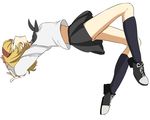 1girl blonde_hair breasts eyes_closed hairband natalia_luzu_kimlasca_lanvaldear open_mouth school_uniform shoes short_hair skirt socks tales_of_(series) tales_of_the_abyss 