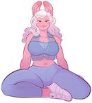  &lt;3 &lt;3_eyes anthro clothing female footwear lagomorph looking_at_viewer mammal mochi-squish navel rabbit shoes sitting smile solo 