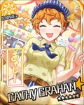  blush card_(medium) cathy_graham character_name chef dress eyes_closed happy hat idolmaster idolmaster_cinderella_girls orange_hair scarf short_hair 