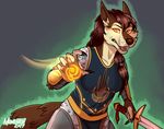  anthro armor canine claws clothed clothing digital_media_(artwork) female fur hair holding_object holding_weapon looking_at_viewer magic mammal melee_weapon momentaii open_mouth scar solo standing sword teeth tongue video_games warcraft weapon were werewolf wolf worgen 