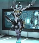  alien balls big_balls big_breasts big_penis breasts dickgirl huge_penis intersex lewdreaper nyx_(warframe) penis restrained tenno video_games warframe 