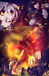  anthro claws dragon fire hair night outside rikitoka unknown_species white_hair yellow_eyes 