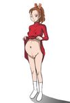  1girl arrietty artist_request brown_eyes brown_hair dress dress_lift drg erect_nipples female ghibli karigurashi_no_arrietty no_panties ponytail pregnant pussy solo studio_ghibli the_borrower_arrietty the_borrowers uncensored 