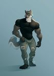  2016 anthro canine clothing digital_media_(artwork) fur furrybob male mammal muscular muscular_male solo wolf 