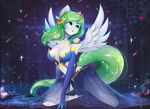  anthro breasts clothed clothing equine eyelashes fan_character feathered_wings feathers female fur green_eyes green_hair hair kneeling koveliana mammal my_little_pony pegasus solo white_feathers white_fur wide_hips wings 