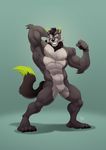  abs anthro biceps big_muscles black_nose canine digital_media_(artwork) fur furrybob male mammal muscular muscular_male nude pecs solo wolf 