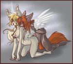  alecrast anthro blonde_hair breast_grab breasts canine duo feathered_wings feathers female firekitty hair halo hand_on_breast male male/female mammal nude orange_hair sex wings wolf 