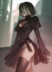  aconitea cleavage dress leotard nier_automata signed thighhighs yorha_no.2_type_b 