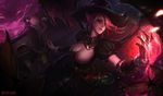  erect_nipples league_of_legends morgana no_bra pointy_ears shirt_lift witch 