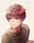  blush brown_eyes fire_emblem fire_emblem_echoes:_mou_hitori_no_eiyuuou grey_background highres lukas_(fire_emblem) male_focus mirin. open_mouth portrait red_hair solo 