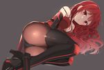  :o ass bad_id bad_pixiv_id bare_shoulders black_footwear black_gloves black_panties boots breasts cleavage crimson_avenger_(elsword) dress elesis_(elsword) elsword expressionless foreshortening gloves grey_background high_heel_boots high_heels long_hair looking_at_viewer lying medium_breasts on_side open_mouth panties panties_over_pantyhose pantyhose pinb red_dress red_eyes red_hair red_legwear simple_background skindentation sleeveless sleeveless_dress solo strap_slip thigh_boots thighhighs tsurime underwear very_long_hair wavy_hair 