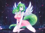  anthro breasts clothed clothing equine eyelashes fan_character feathered_wings feathers female fur green_eyes green_hair hair kneeling koveliana mammal my_little_pony pegasus white_feathers white_fur wide_hips wings 