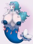  &lt;3 4_fingers anthro big_breasts big_butt blue_hair blush breasts bubble butt female hair hand_on_breast hi_res huge_breasts hyper hyper_breasts long_hair marine megustalikey merfolk nintendo nipples open_mouth pok&eacute;mon primarina pussy video_games 