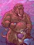  anthro balls bear clothed clothing dramamine drooling duo erection fellatio hand_on_head male male/male mammal mammoth musclegut nipple_piercing nipples oral overweight pants_down partially_clothed penis phone piercing saliva sex thick_penis 