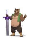  2017 anthro clothed clothing digital_media_(artwork) fur furrybob male mammal melee_weapon solo standing sword weapon 
