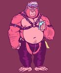  anthro ape bulge clothing dramamine facial_piercing gorilla headband male mammal nose_piercing overweight phone piercing primate solo standing underwear 