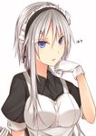  blue_eyes breasts commentary_request gloves hair_ornament hairband hairclip kanpyou_(hghgkenfany) looking_at_viewer medium_breasts original short_sleeves silver_hair simple_background solo upper_body white_background white_gloves 
