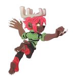  5_fingers 5_toes anthro antlers barefoot black_nose brown_fur cervine clothed clothing deer fur hair horn mammal pink_hair rikitoka solo toes yellow_eyes 