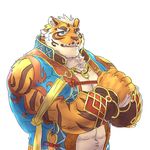  abs anthro biceps big_muscles clothed clothing feline fur male mammal mixvariety muscular nekojishitw solo tiger 