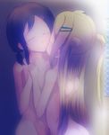  2girls ass bad_anatomy blonde_hair brown_hair eyes_closed hairclip hana_n_fountainstand hanayamata hand_holding multiple_girls nude outdoors outside sekiya_naru yuri 