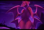  4_eyes anthro big_breasts breasts dragon female ghostli multi_eye nipples nude outside pussy solo standing wide_hips 