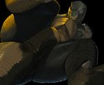  2017 absurd_res ambiguous_gender animal_genitalia anthro anus better_version_at_source brown_scales claws dinosaur godzilla godzilla_(series) hi_res kaiju long_tail looking_down monster narse nude penis pose precum reptile scales scalie sharp_teeth slit snout standing teeth thick_tail thick_thighs toe_claws vein veiny_penis 