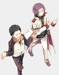  bad_id bad_pixiv_id black_hair cape highres jacket julius_juukulius male_focus multiple_boys natsuki_subaru purple_hair re:zero_kara_hajimeru_isekai_seikatsu short_hair simple_background tochibi track_jacket white_background 