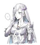  1girl armor blue_eyes blush breasts fate/prototype fate/prototype:_fragments_of_blue_and_silver fate_(series) gauntlets headgear lancer_(fate/prototype_fragments) long_hair 