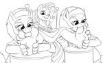  2017 aloe_(mlp) anthro anthrofied biting_lip black_and_white earth_pony equine feet female foot_fetish foot_lick friendship_is_magic group half-closed_eyes hi_res horn horse humanoid_feet kuroi_wolf licking lotus_(mlp) mammal monochrome my_little_pony pony restrained rope saliva soles spread_legs spreading tongue tongue_out unicorn 