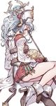  ass belt blue_hair granblue_fantasy high_heels highres long_hair looking_back rojiko sitting sketch solo sophia_(granblue_fantasy) staff twintails 