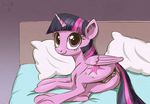  2017 anus bed blush butt cutie_mark dock el-yeguero equine female feral friendship_is_magic hair horn looking_at_viewer looking_back mammal multicolored_hair my_little_pony on_bed pillow presenting presenting_anus presenting_pussy purple_eyes pussy solo twilight_sparkle_(mlp) unicorn_horn winged_unicorn wings 