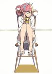  alternate_costume bespectacled casual chair cup fate/grand_order fate_(series) glasses hair_ornament hair_up highres medb_(fate)_(all) medb_(fate/grand_order) mug pink_hair sandals shimo_(s_kaminaka) sitting solo yellow_eyes 