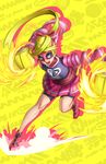  arms_(game) athenawyrm bike_shorts blonde_hair blue_eyes boxing_gloves domino_mask high_ponytail long_hair looking_at_viewer mask ponytail ribbon ribbon_girl_(arms) ribbon_hair shorts shorts_under_skirt skirt smile solo sparky_(arms) 