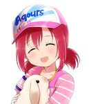  blush cap dress eyes_closed happy kurosawa_ruby love_live!_sunshine!! pink_hair short_hair twintails 