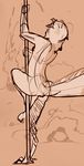  2015 ambiguous_gender avian beak bird dancing digital_drawing_(artwork) digital_media_(artwork) eyes_closed feathers hi_res nude open_mouth owl pole pole_dancing side_view simple_background sketch solo tail_feathers tuke 