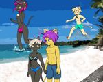  anthro balls beach big_penis cat chiaro duo eyes_closed feline garnnet girly hair lion love macro male mammal micro open_mouth penis purple_hair scuro seaside splash surfer 