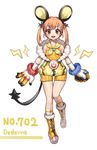  :d absurdres animal_ears bad_id bad_pixiv_id boots dedenne doyoom gen_6_pokemon gloves highres mouse_ears mouse_tail open_mouth orange_eyes orange_hair personification pokemon sailor_collar shorts smile tail twintails v-shaped_eyebrows 