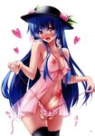  :d :o absurdres babydoll bar_censor black_legwear blue_hair blush breasts censored covered_nipples cowboy_shot food food_themed_clothes frilled_panties frills fruit futanari hat heart heart-shaped_pupils highres hinanawi_tenshi holding large_breasts long_hair midoriiro_no_shinzou nipples open_mouth page_number panties peach penis pink_panties red_eyes see-through side-tie_panties smile solo symbol-shaped_pupils testicles thighhighs touhou underwear untied very_long_hair 