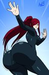  ass ass_shake axel-rosered erza_scarlet fairy_tail huge_ass jiggle looking_at_viewer red_hair smirk solo spandex 