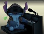  2011 4_fingers 4_toes alien blue_claws blue_fur blue_nose bottomless channel_awesome chest_tuft claws clothed clothing digital_media_(artwork) disney experiment_(species) fur gradient_background hoodie lilo_and_stitch mask microphone musical_instrument notched_ear piano rcbrock signature simple_background sitting smile solo stitch todd_in_the_shadows toes tuft url 