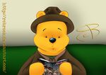  2011 anthro bear black_nose channel_awesome clothed clothing crossover curious digital_media_(artwork) disney fedora fur green_shirt hat jacket linkara mammal pooh_bear raised_eyebrows rcbrock reading red_sonja signature simple_background sitting sofa solo url winnie_the_pooh_(franchise) yellow_fur 