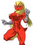  abs anthro anthrofied armpits avian big_breasts bird blaziken breasts female looking_at_viewer muscular muscular_female nintendo nipples nude pok&eacute;mon pok&eacute;morph pose pubes red_body simple_background solo standing sya video_games white_background 