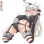  amatsukaze_(kantai_collection) arm_support ass black_panties blush brown_dress choker closed_eyes clothed_masturbation dress ebifurya fingering garter_straps gloves groin hair_between_eyes hair_tubes hairband hand_in_panties heavy_breathing highres kantai_collection long_hair masturbation navel open_mouth panties partially_visible_vulva pussy red_legwear sailor_collar sailor_dress saliva saliva_trail short_dress silver_hair single_glove smoke solo striped striped_legwear thighhighs thighs trembling two_side_up underwear white_gloves windsock 